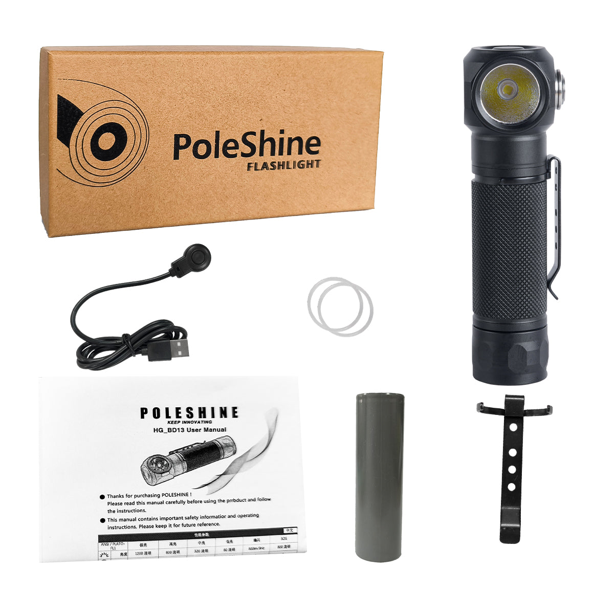 PoleShine Dive Light - 1200 Lumens Flashlight|6 Modes|IPX8 Waterproof|Rechargeable|for Underwater Adventures|BD13