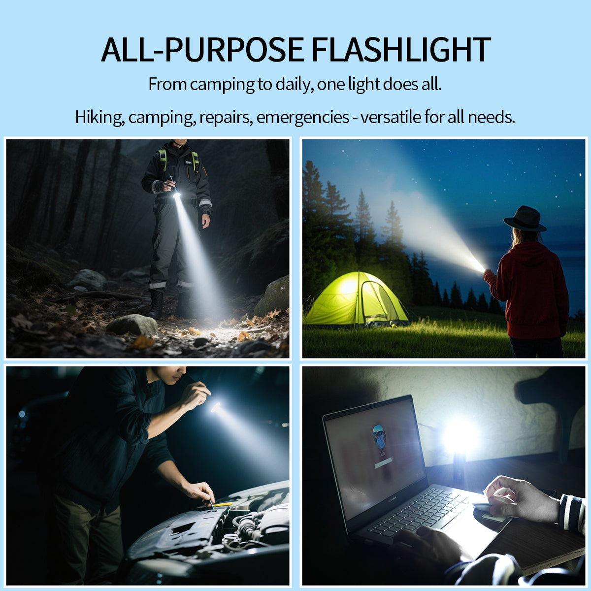 PoleShine Mini Flashlight - 160 Lumens| 3 Modes| Strobe | IPX6 Waterproof| Rechargeable | Titanium alloy | Magnetic Base |MN103