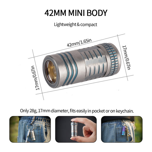 PoleShine EDC Flashlight - 180 Lumens|3-Mode|Rechargeable|Titanium alloy |Ultra-Light | IPX6 Waterproof | YZ102