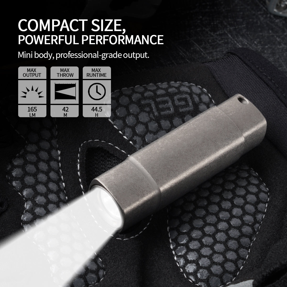 PoleShine Keychain Flashlight - 165 Lumens|4 Modes|Tactical Strobe|Titanium alloy |Rechargeable|IPX6 Waterproof |MN105