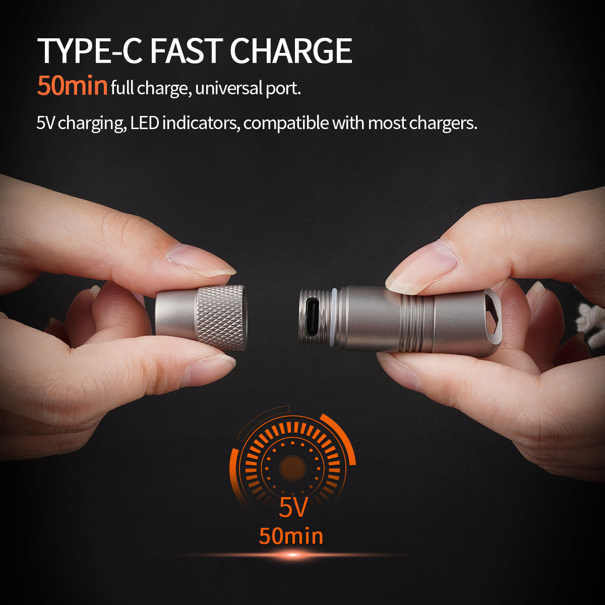 PoleShine Mini Flashlight - 160 Lumens| 3 Modes| Strobe | IPX6 Waterproof| Rechargeable | Titanium alloy | Magnetic Base |MN103