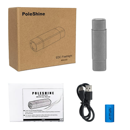 ‎PoleShine Keychain Flashlight - 165 Lumens|4 Modes|Tactical Strobe|Titanium alloy |Rechargeable|IPX6 Waterproof |MN105