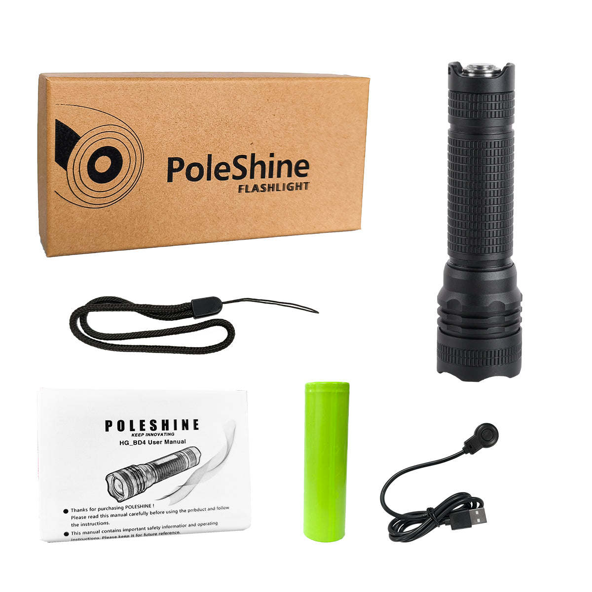 ‎PoleShine Pocket Flashlight - 600 Lumens | 5 Modes | Rechargeable | Strobe | SOS | 40H Extended Runtime |BD4