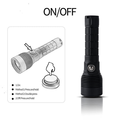 ‎PoleShine Tactical Dive Flashlight - 1500 Lumens | 6 Modes | IPX8 waterproof | Rechargeable | 4800mAh Battery  | Tactical Strobe + SOS |TS3