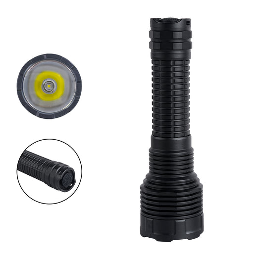 ‎PoleShine Tactical Flashlight - 2100 Lumens | 600m Beam | 4 Modes | Strobe | Rechargeable | 4800 mAh Battery | Waterproof | C8S-M