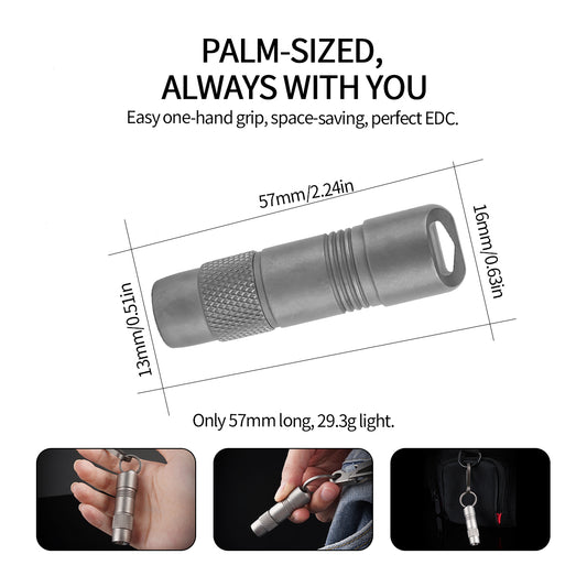 ‎PoleShine Mini Flashlight - 160 Lumens| 3 Modes| Strobe | IPX6 Waterproof| Rechargeable | Titanium alloy | Magnetic Base |MN103