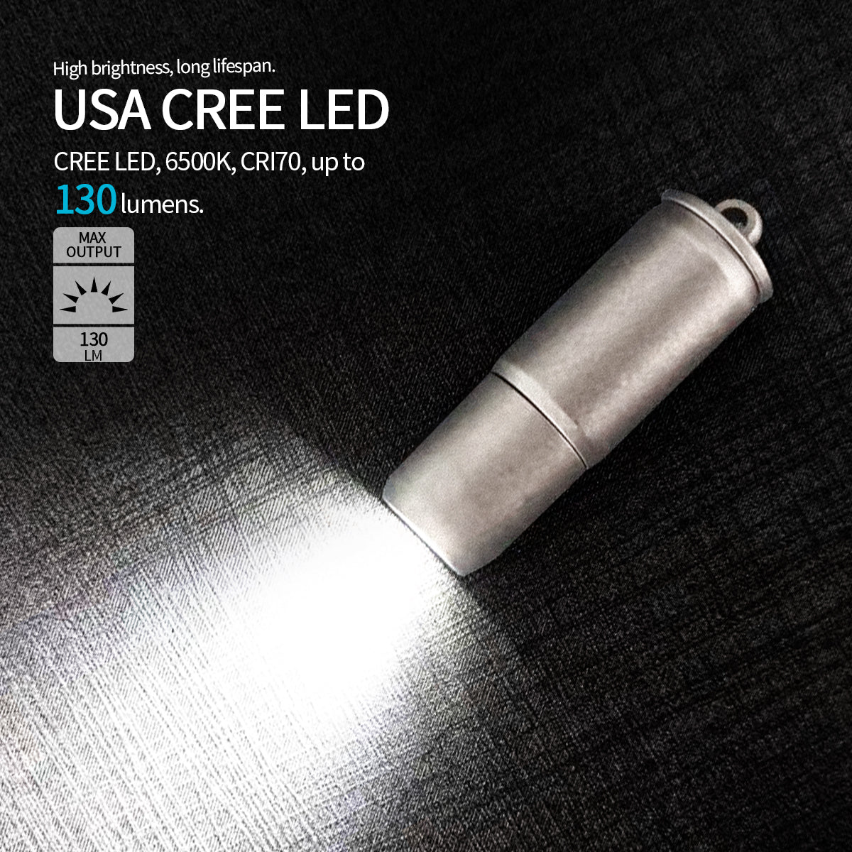 ‎PoleShine Keychain Flashlight - 130 Lumens|3 Modes| Rechargeable|Titanium alloy |Waterproof|Elegant EDC Essential|ZD101