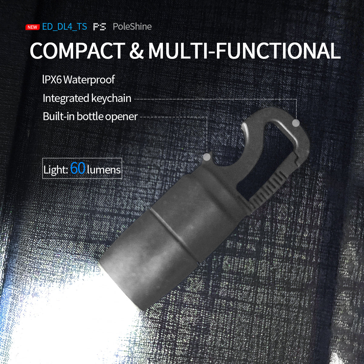 ‎PoleShine EDC Flashlight- 60 Lumens | Titanium |Waterproof|Bottle Opener|Multi-Tool | Practical EDC |DL104