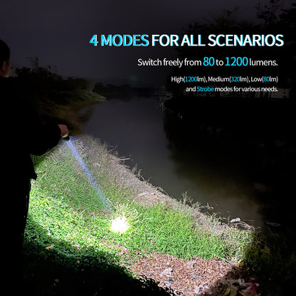 ‎PoleShine Dive Light - 1200 Lumens Flashlight|6 Modes|IPX8 Waterproof|Rechargeable|for Underwater Adventures|BD13
