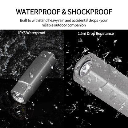 ‎PoleShine Keychain Flashlight - 165 Lumens|4 Modes|Tactical Strobe|Titanium alloy |Rechargeable|IPX6 Waterproof |MN105