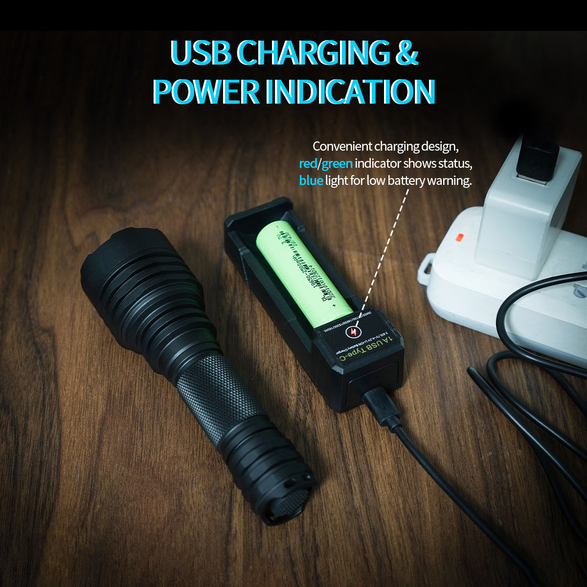 ‎PoleShine Tactical Flashlight - 1050 Lumens | 1000m Range | 5 Modes | Strobe + SOS | Rechargeable | Waterproof |C8SG