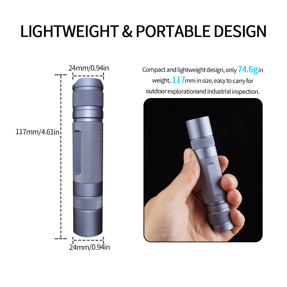 ‎‎PoleShine UV Flashlight - 365nm | High Definition Pure Ultraviolet | Black Light | Rechargeable|H1307