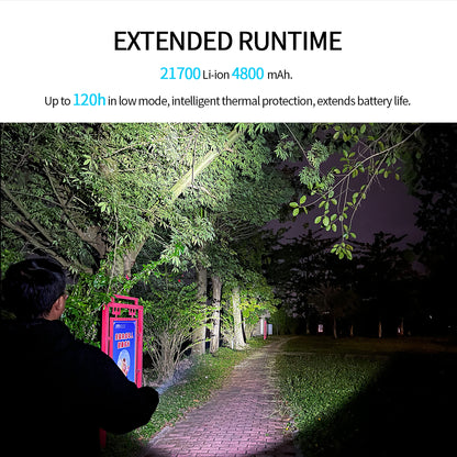 ‎PoleShine  Diving Flashlight - 1200 Lumens | 6 Modes | IPX8 Waterproof | Rechargeable | Adjustable Angle | 4800mAh Battery |TX1