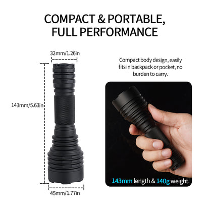 ‎PoleShine Tactical Flashlight - 1050 Lumens | 1000m Range | 5 Modes | Strobe + SOS | Rechargeable | Waterproof |C8SG